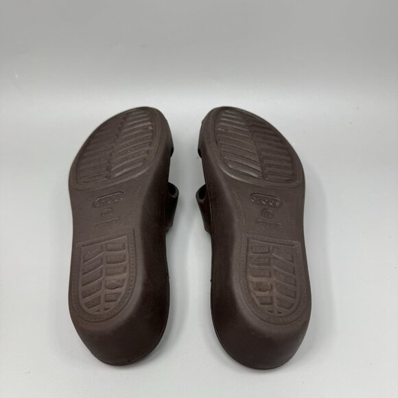 Crocs Patricia Wedge Sandals Women 9 Brown Rubber Slide Slip On Comfort Strappy - Picture 6 of 7